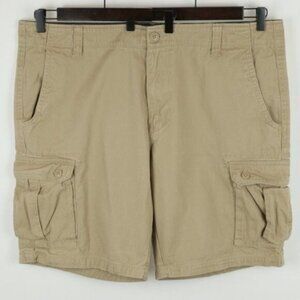 Trinity Men's Size 42 Tan Cotton Flat Front Casual Cargo Shorts